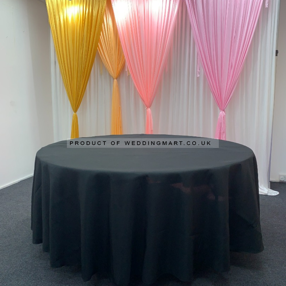 108 inch Round Polyester Table Cloths - Black