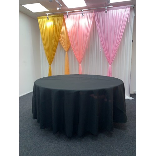108" Black Round Polyester Table Cloth