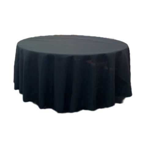 108 inch Round Polyester Table Cloths - Black – Wholesale Polyester Tablecloths for Wedding Decorators | WeddingMart