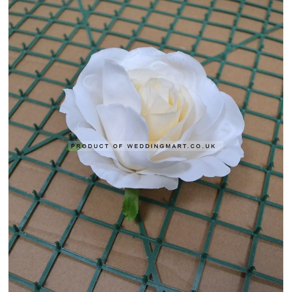 Ivory Rose Heads -  Pack of 10