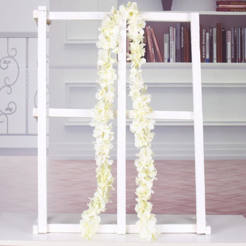 2m White Hydrangea Wisteria Hanging Vine Garland - Pack of 5 – Wholesale Garlands for Wedding Decorators | WeddingMart