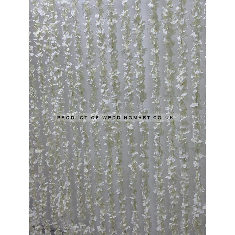 2m White Hydrangea Wisteria Hanging Vine Garland - Pack of 5