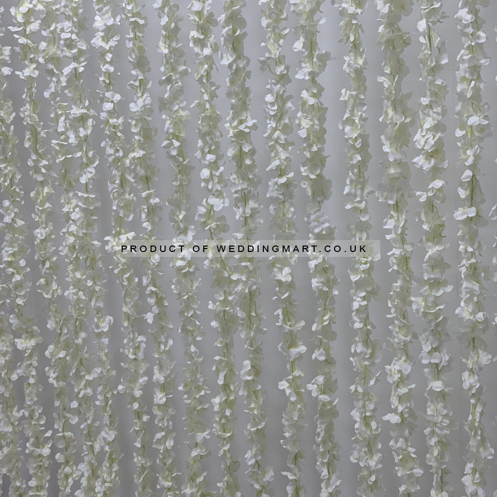 2m White Hydrangea Wisteria Hanging Vine Garland - Pack of 5