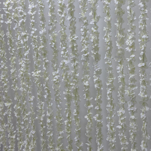 2m White Hydrangea Wisteria Hanging Vine Garland - Pack of 5