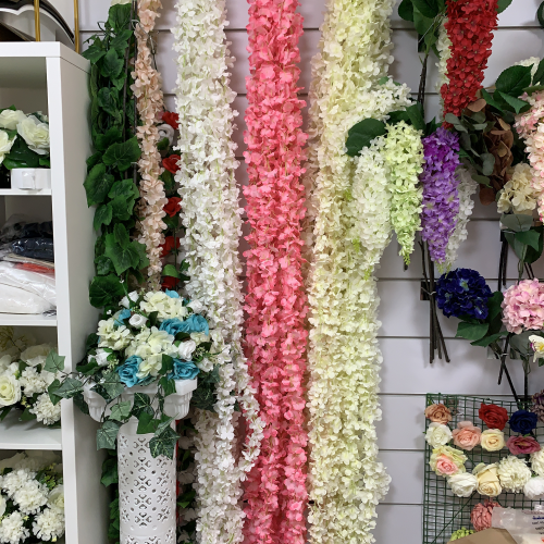 2m Pink Hydrangea Wisteria Hanging Vine Garland - Pack of 5