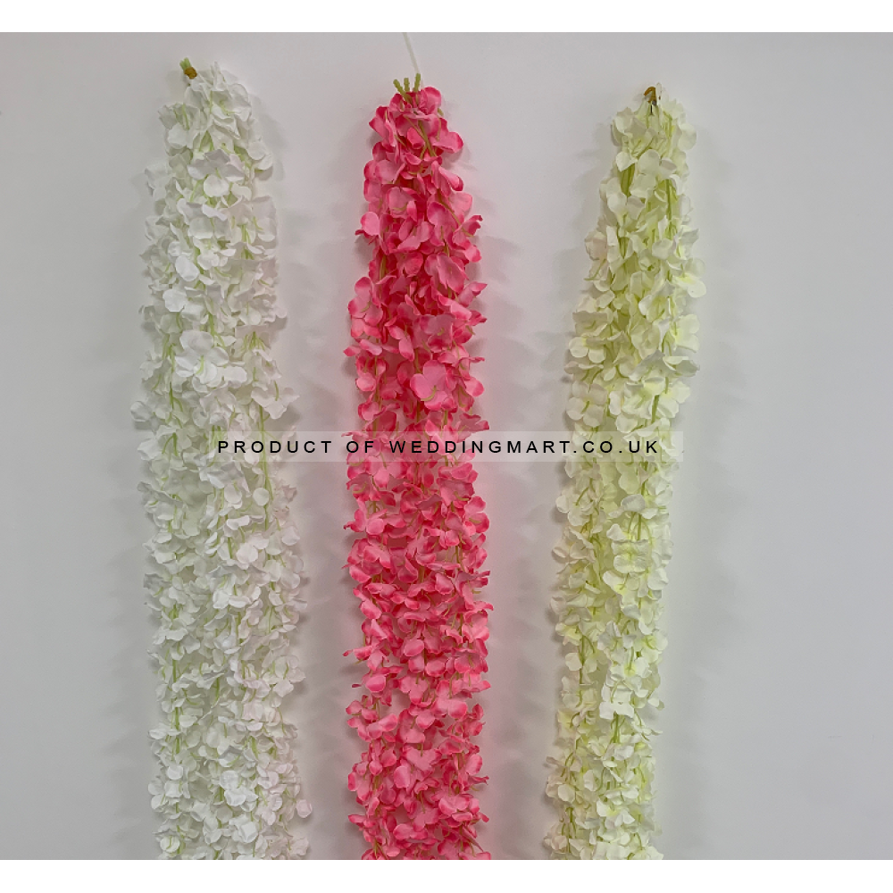 2m Pink Hydrangea Wisteria Hanging Vine Garland - Pack of 5