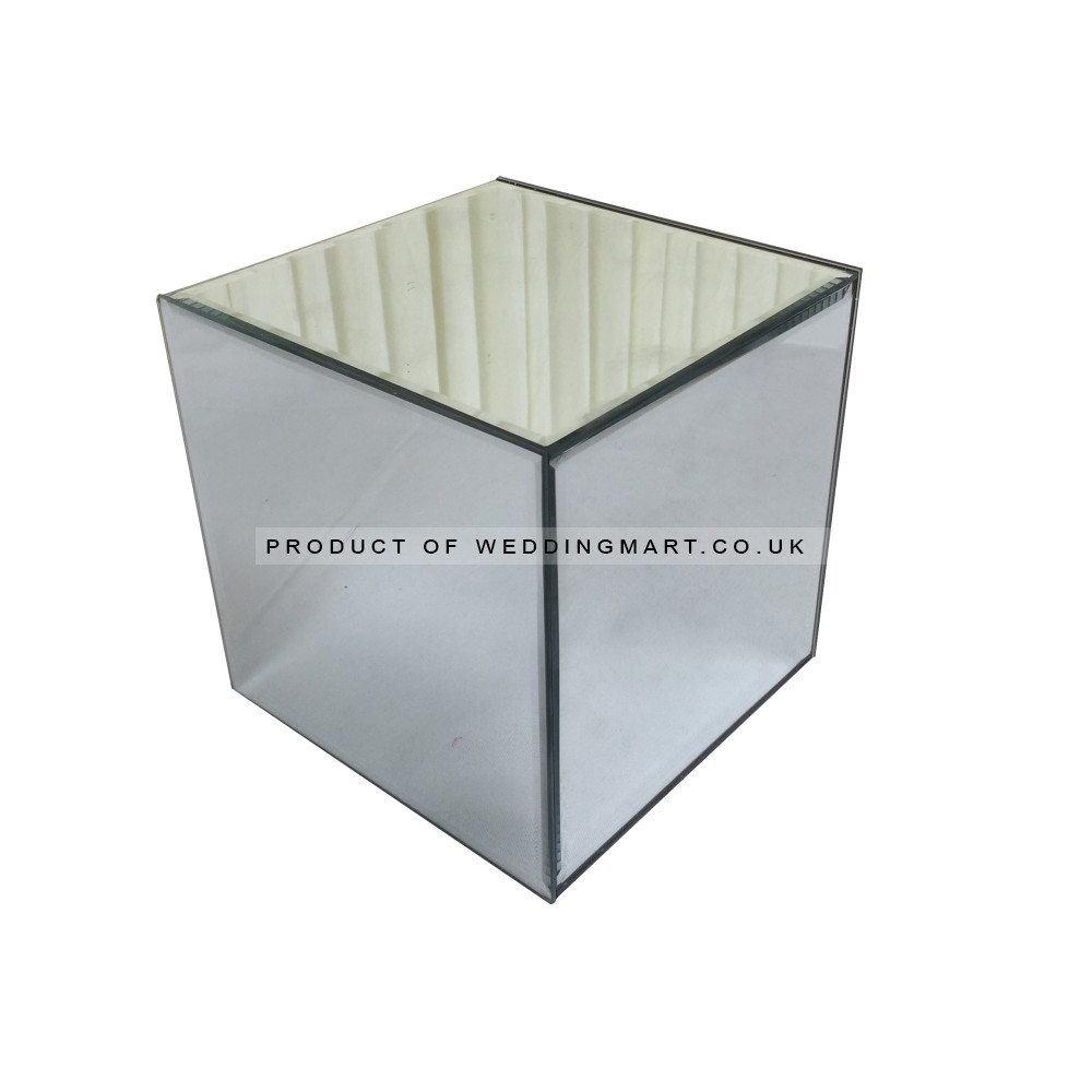 20cm Glass Mirror Cube Centrepiece
