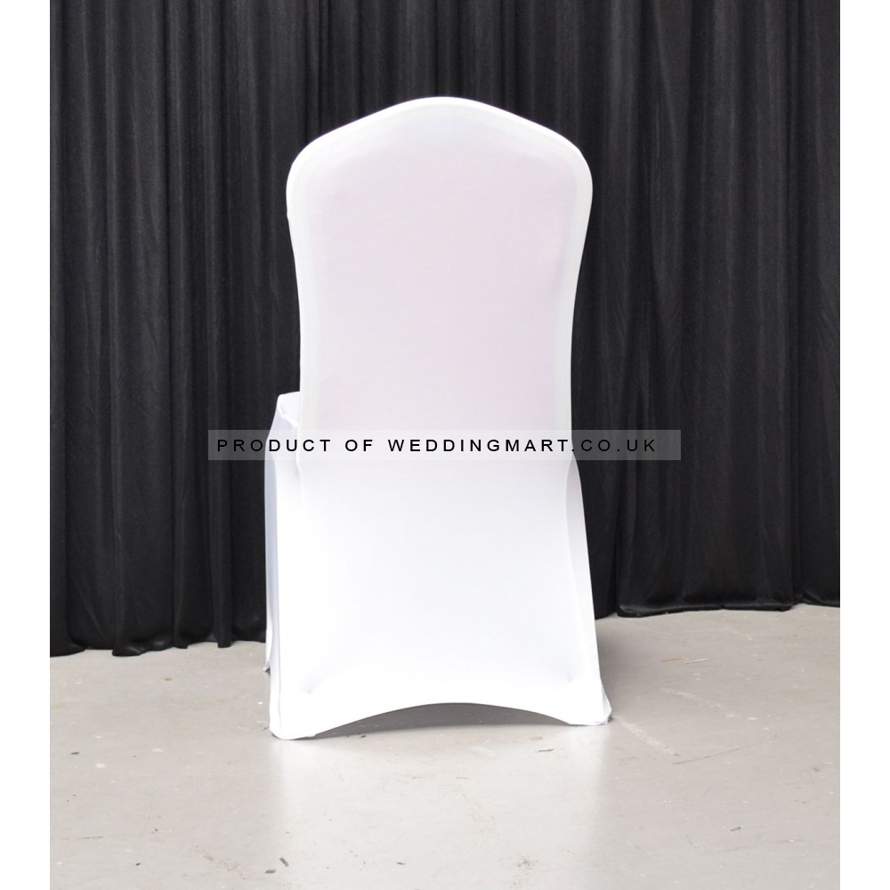 Pack of 100 Premium White Spandex Chair Covers - Flat Front