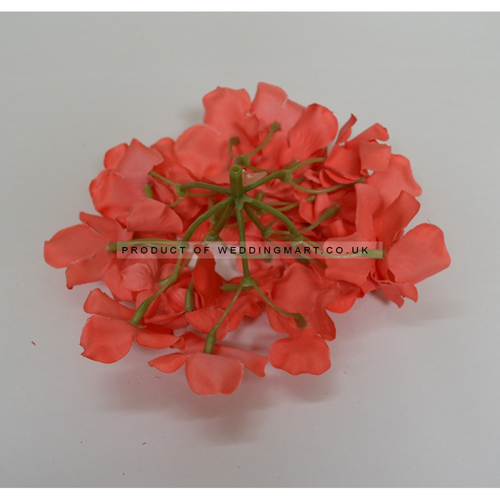 Coral Hydrangea Flower Heads - Pack of 10