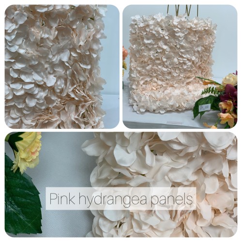 Artificial Hydrangea Flower Wall Panel 60x40cm - LIGHT PINK