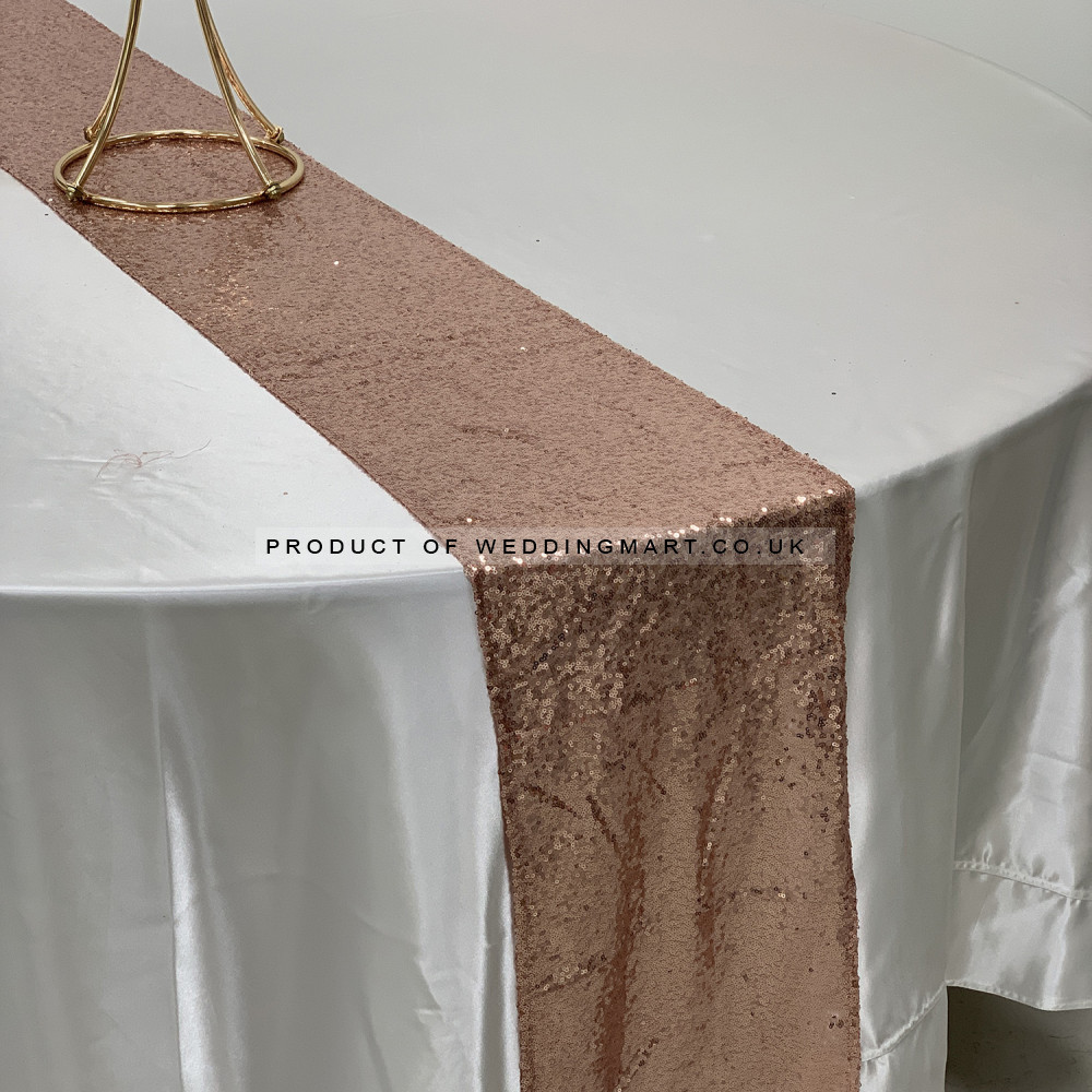 Rose Gold Sequin Table Runners – Wholesale Sequin Table Runners for Wedding Decorators | WeddingMart