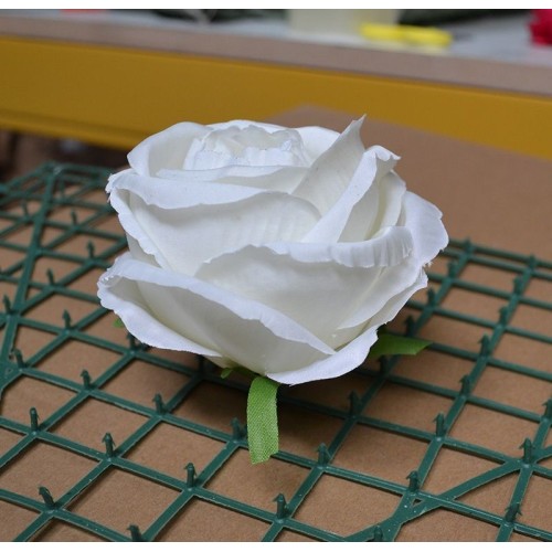 Pack of 10 Artificial Closed Rose Heads - White