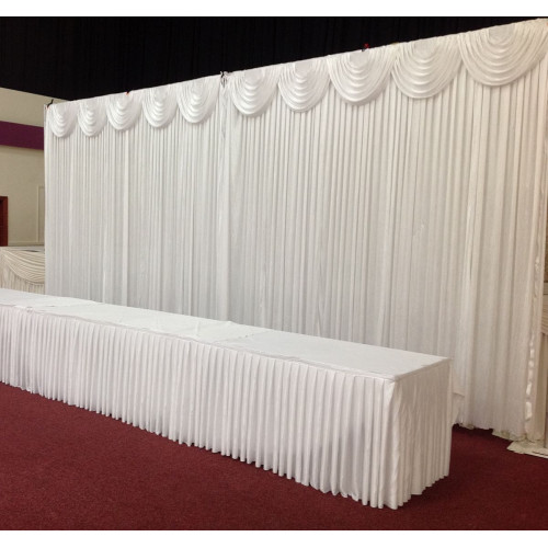 6m White Wedding Backdrop Curtain with White Detachable Swag