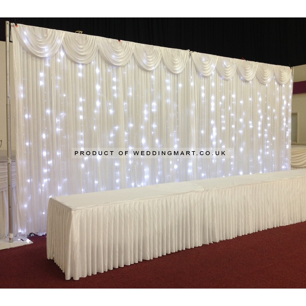 6m White Wedding Backdrop Curtain with White Detachable Swag