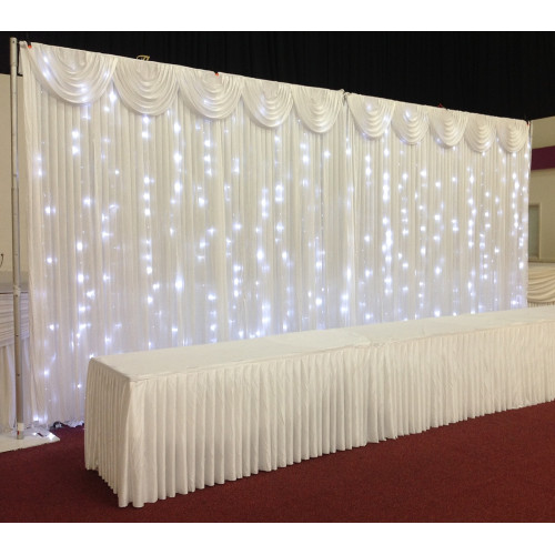 6m White Wedding Backdrop Curtain with White Detachable Swag