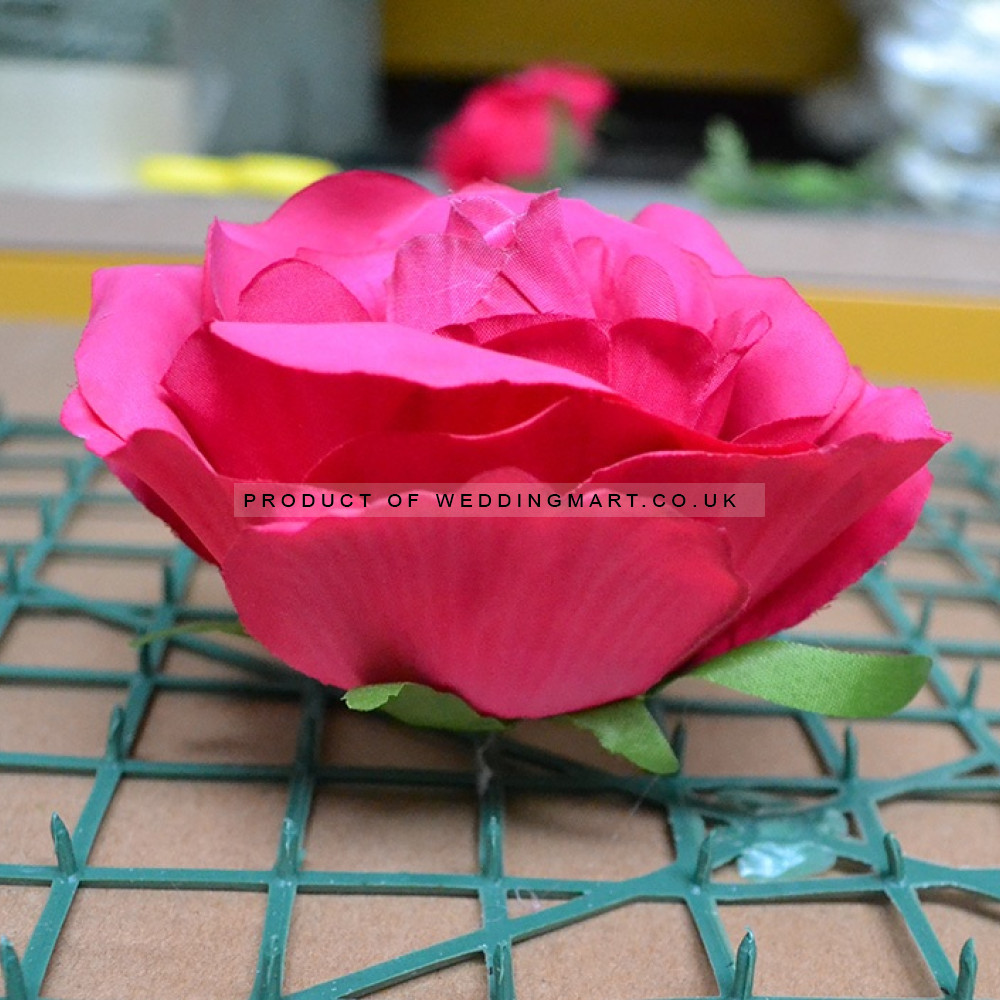 Hot Pink Rose Heads - Pack of 10 – Wholesale Medium Rose Heads for Wedding Decorators | WeddingMart