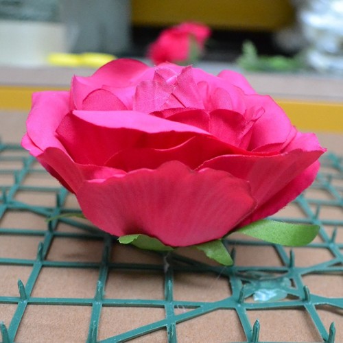 Hot Pink Rose Heads - Pack of 10