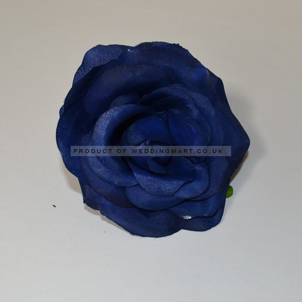 Navy Small Rose Heads - Pack of 10