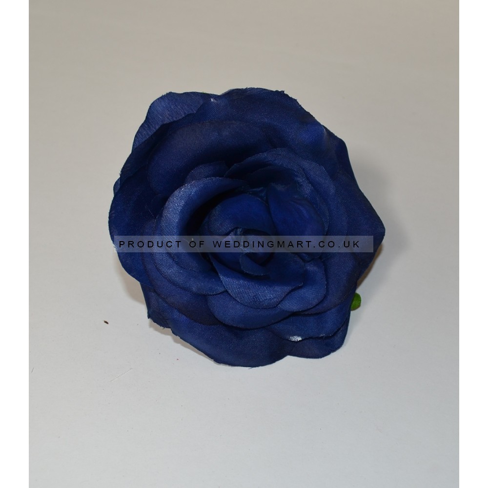 Navy Small Rose Heads - Pack of 10