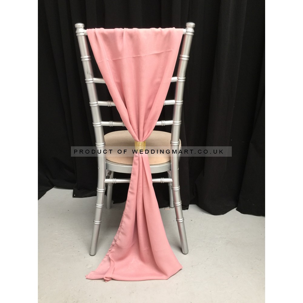 Dusky Pink Chiffon Vertical Chair Bows