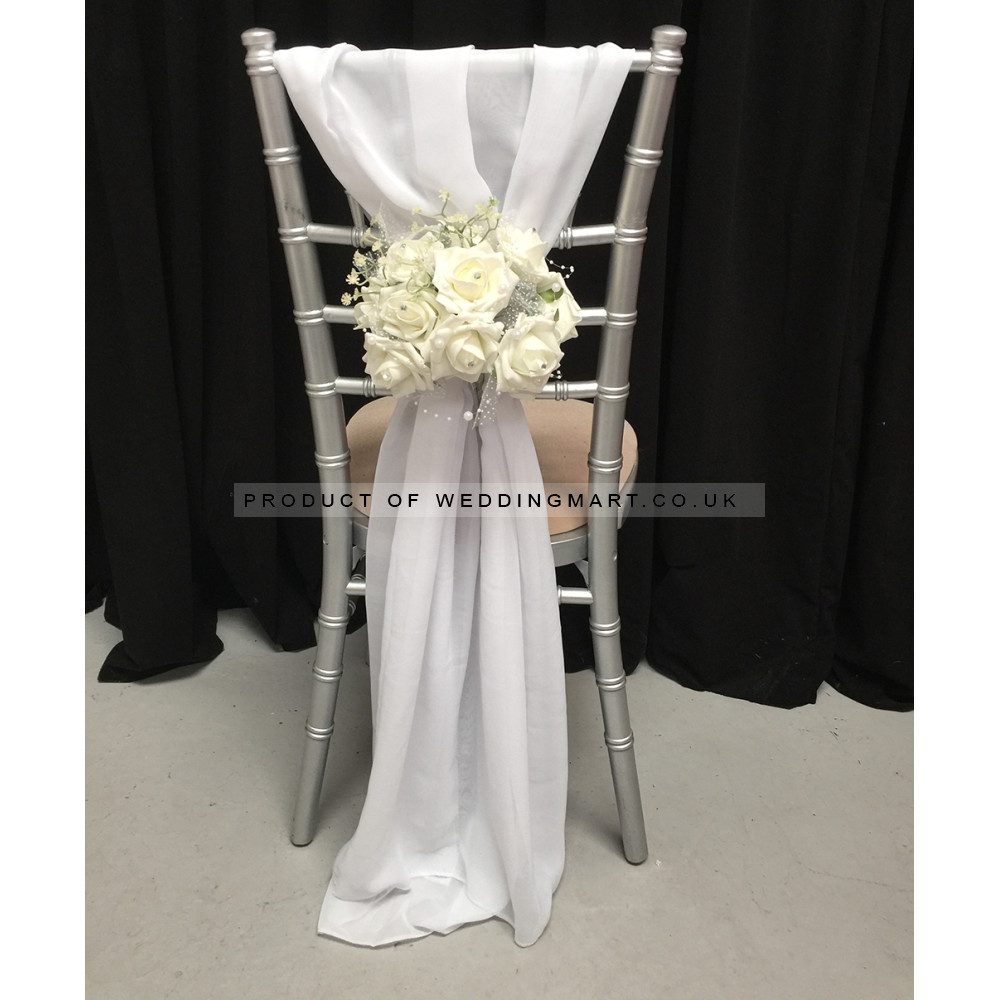 Chiffon Vertical Chair Drops  - WHITE