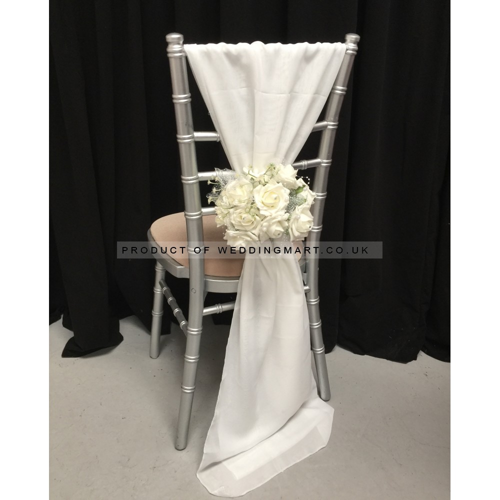 Ivory Chiffon Vertical Chair Bows