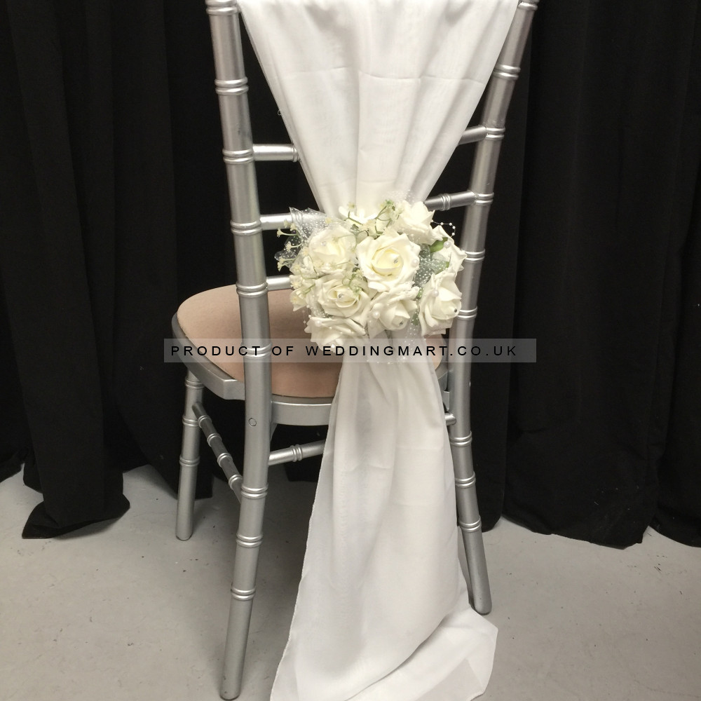 Chiffon Vertical Chair Drops  - IVORY