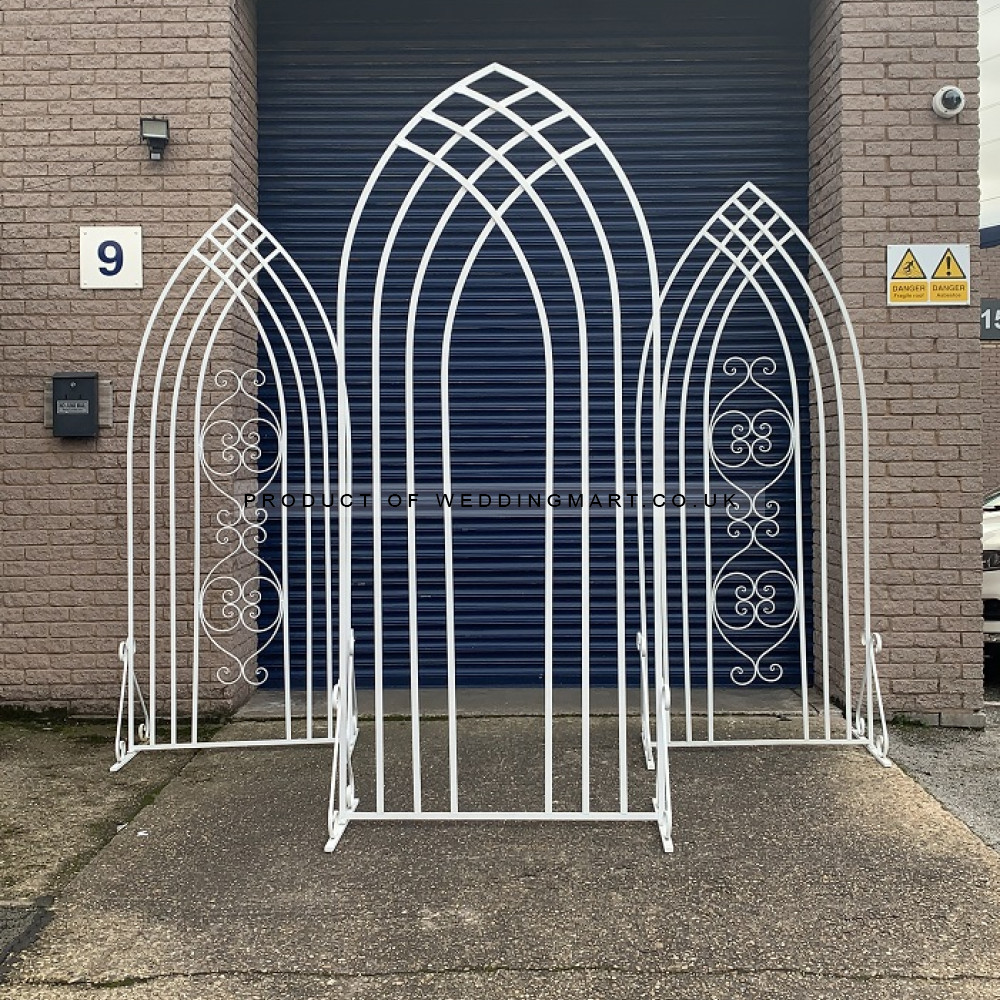 3 Pieces Decorative Metal Wedding Backdrop Arch Panels - B GRADE - COLLECTION ONLY – Wholesale Decorative Wedding Frames & Panels for Wedding Decorators | WeddingMart