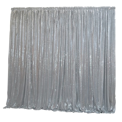 6m (w) x 3m (h) Sequin Wedding Backdrop Curtain -  Silver