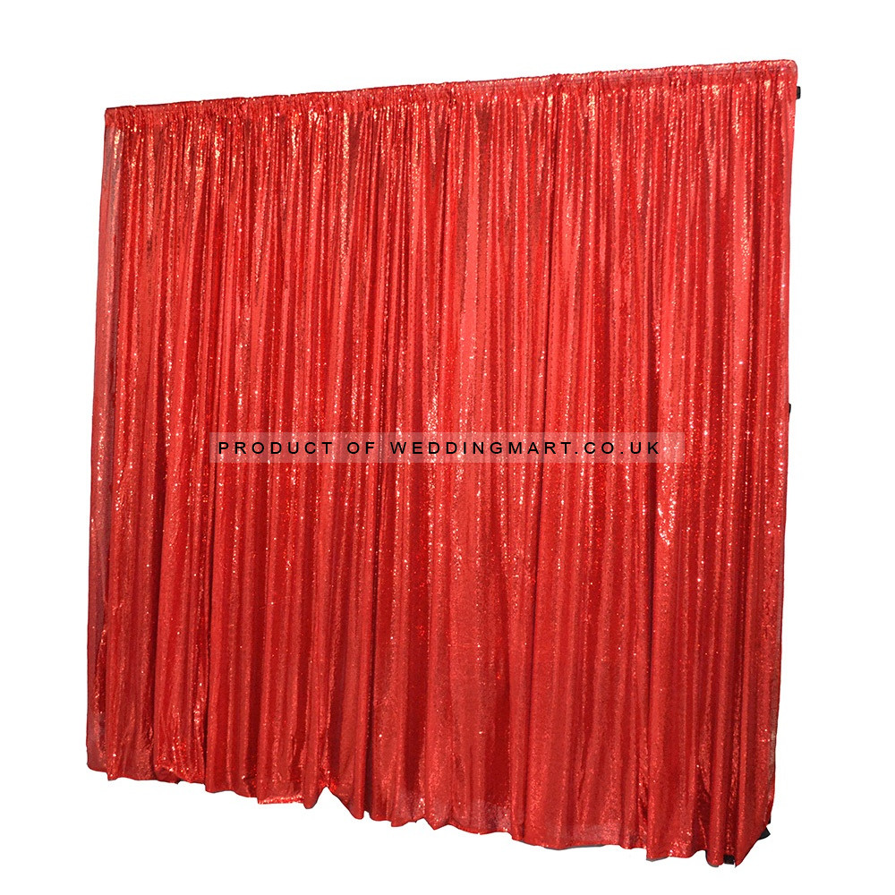 6m (w) x 3m (h) Sequin Wedding Backdrop Curtain -  Red