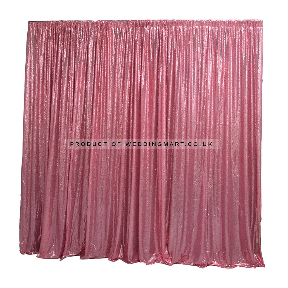 6m (w) x 3m (h) Sequin Wedding Backdrop Curtain -  Pink