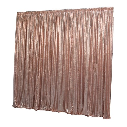 6m (w) x 3m (h) Sequin Wedding Backdrop Curtain -  Rose Gold
