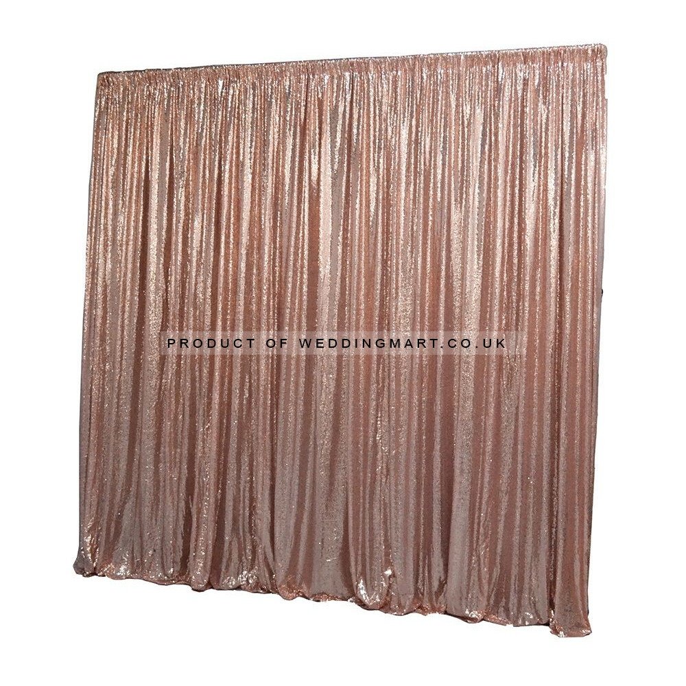 6m (w) x 3m (h) Sequin Wedding Backdrop Curtain -  Rose Gold