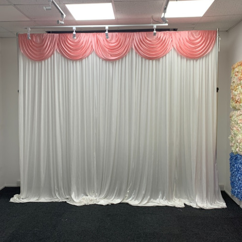 3m dusty pink detachable swag on wedding backdrop