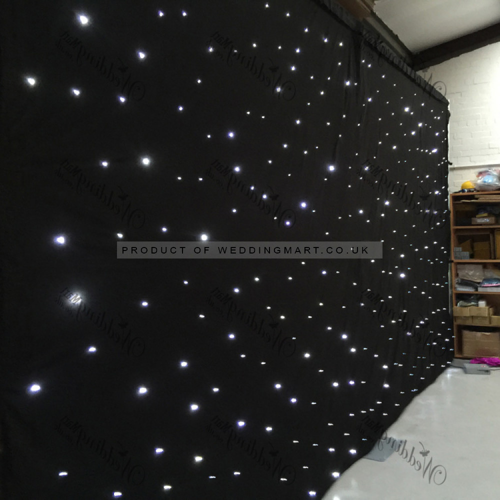 6Mx3M Black LED Starlight Wedding Backdrop - ICE White LEDs – Wholesale LED Starlight Backdrops for Wedding Decorators | WeddingMart