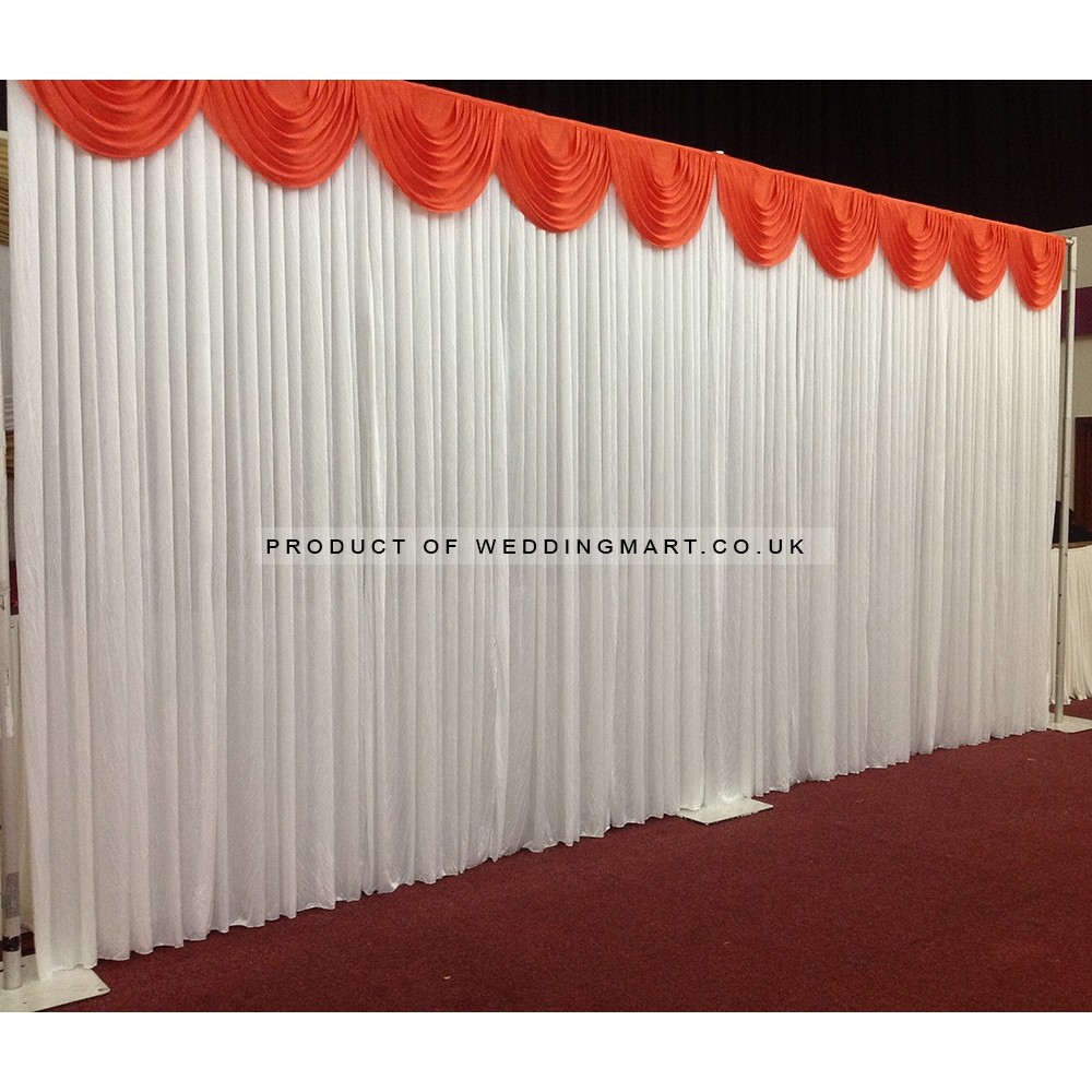 6m White Wedding Backdrop Curtain with White Detachable Swag