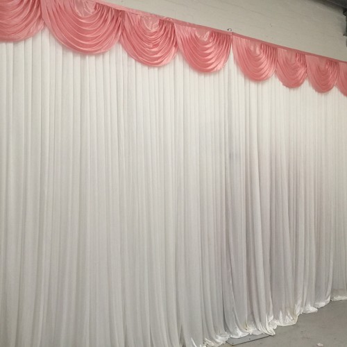 6m White Wedding Backdrop Curtain with Dusky Pink Detachable Swag