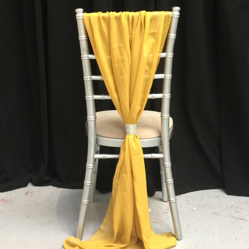 Chiffon Vertical Chair Drops  - GOLD Chiffon Vertical Chair Drops  - GOLD