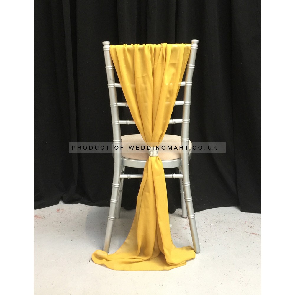 Gold Chiffon Vertical Chair Bows