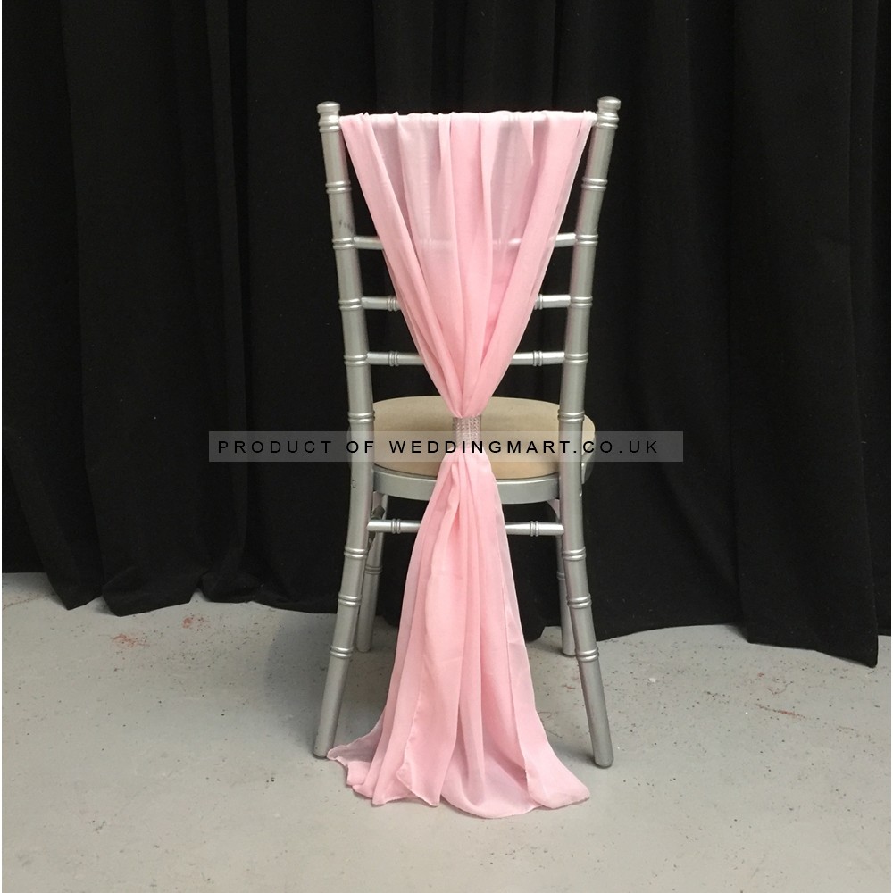 Pink Chiffon Vertical Chair Bows