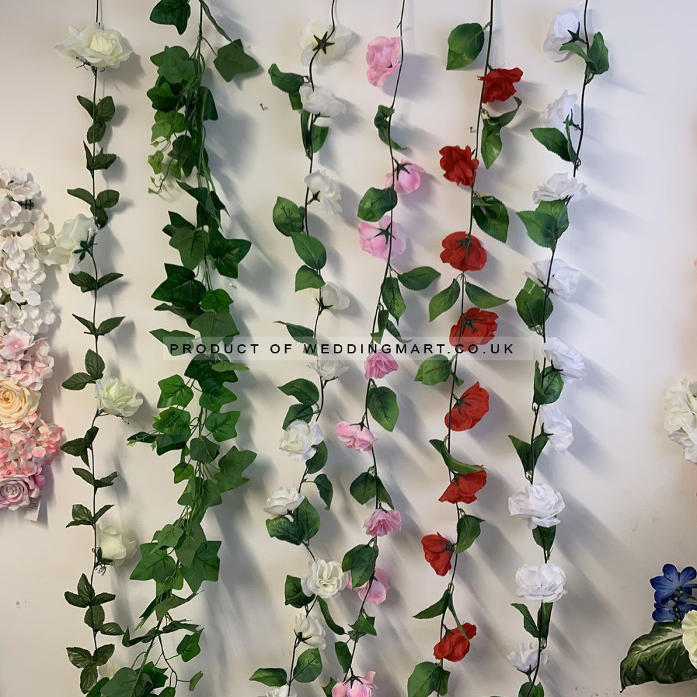Small Rose Garland - White – Wholesale Garlands for Wedding Decorators | WeddingMart