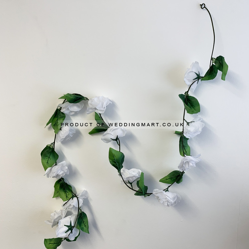 Small Rose Garland - White – Wholesale Garlands for Wedding Decorators | WeddingMart