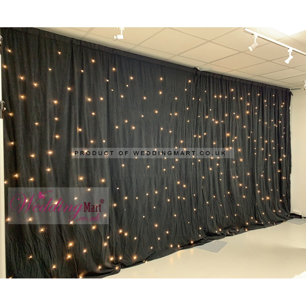 6Mx3M Black LED Starlight Wedding Backdrop - WARM White LEDs