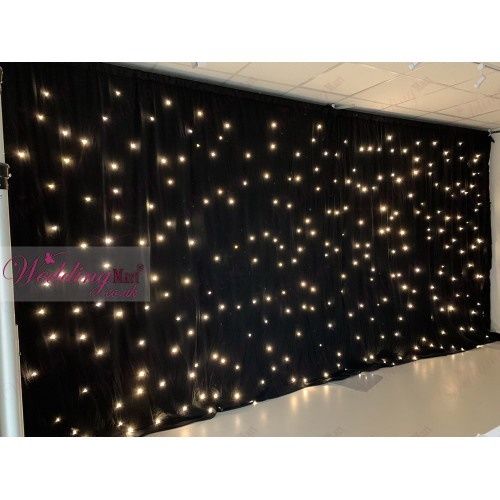 6Mx3M Black LED Starlight Wedding Backdrop - WARM White LEDs