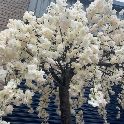 3.1m Artificial Weeping Cherry Blossom Canopy Tree - IVORY