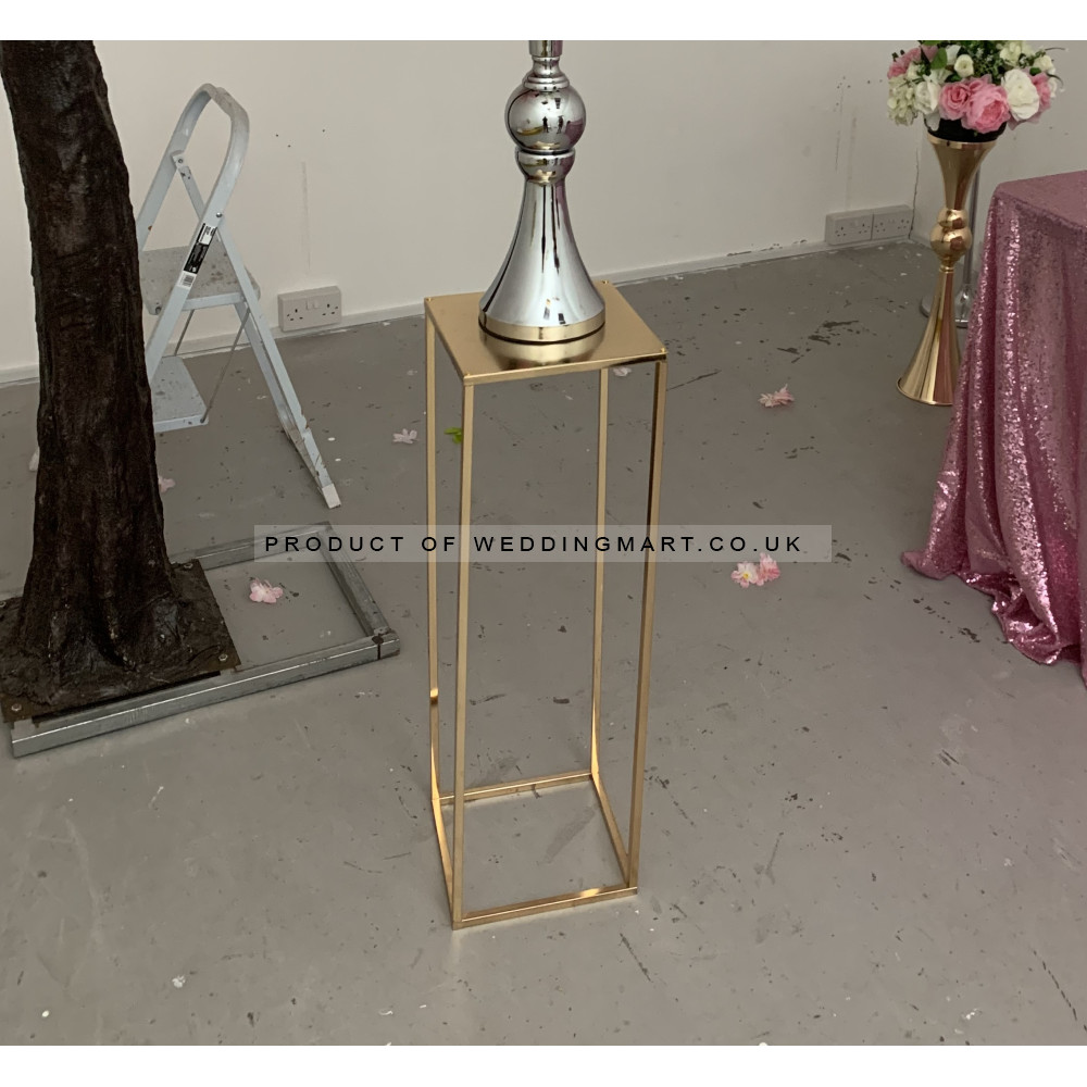 80cm Tall Rectangular Metal Wedding Flower Centerpiece Stands - French Gold