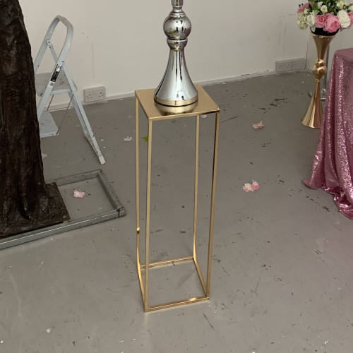 80cm Tall Rectangular Metal Wedding Flower Centerpiece Stands - French Gold