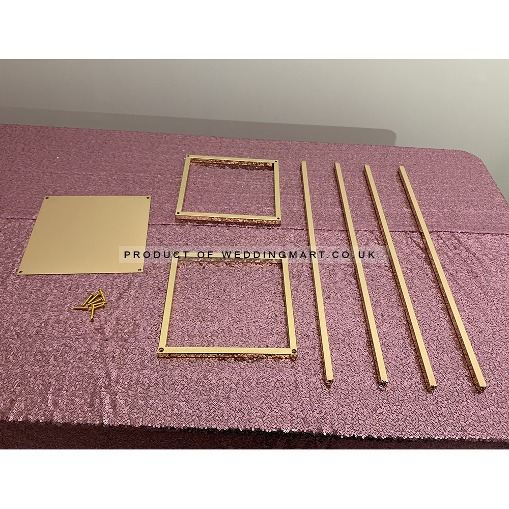 80cm Tall Rectangular Metal Wedding Flower Centerpiece Stands - French Gold