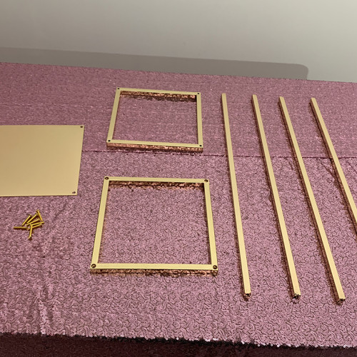 80cm Tall Rectangular Metal Wedding Flower Centerpiece Stands - French Gold – Wholesale Centrepiece Stands for Wedding Decorators | WeddingMart