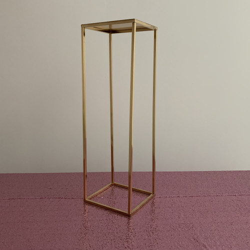 80cm Tall Rectangular Metal Wedding Flower Centerpiece Stands - French Gold